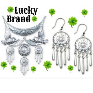🍀Lucky Brand Bird & Pearl Statement Necklace & Earring  Set